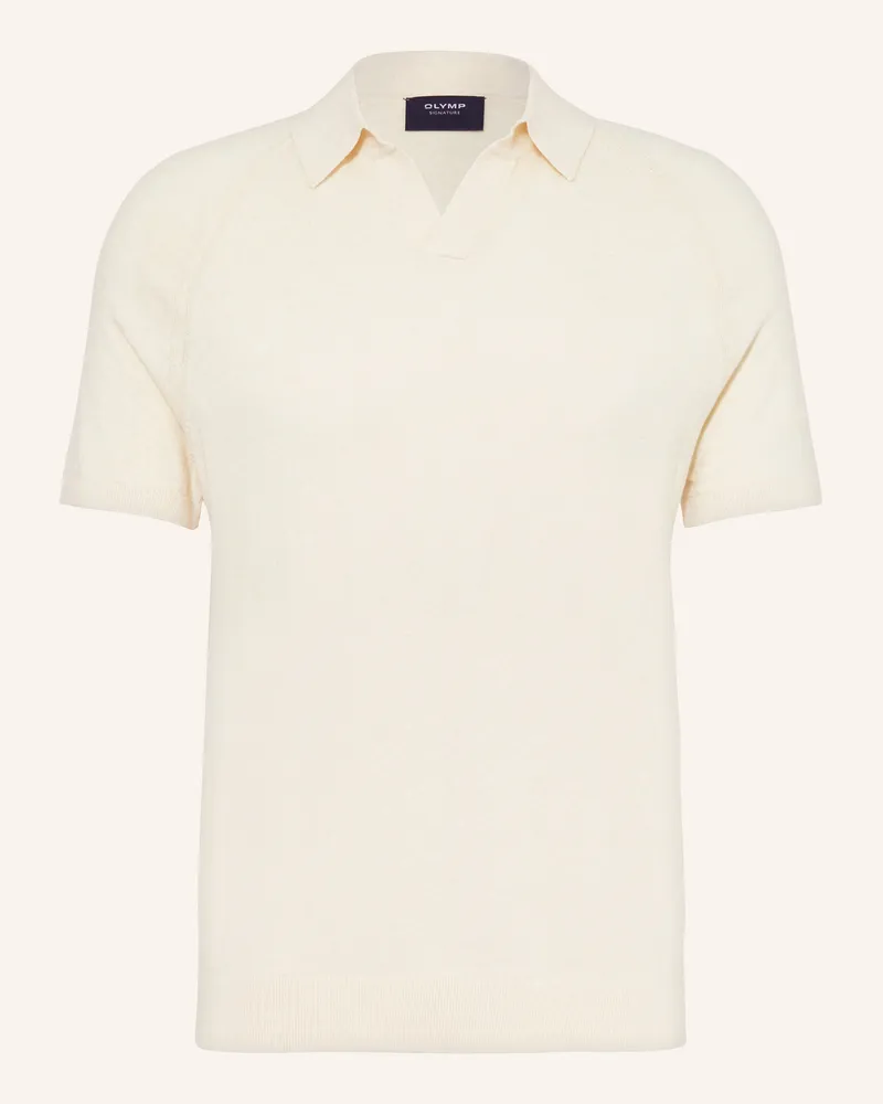 Olymp Strick-Poloshirt Weiss