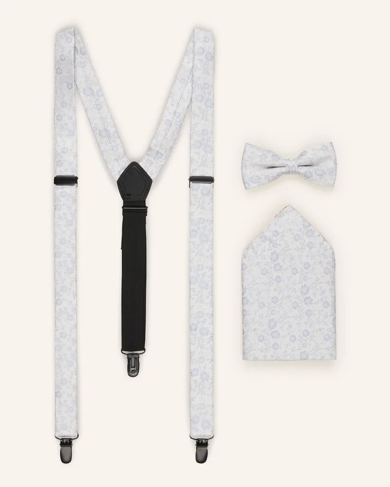 Olymp Set: Hosenträger, Fliege Und Einstecktuch blau Weiss