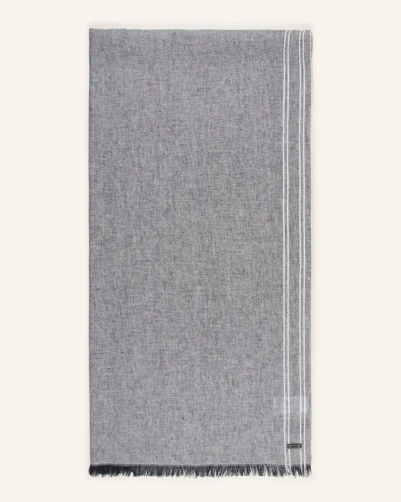 HUGO BOSS Schal Oscaar Mit Leinen blau Schwarz