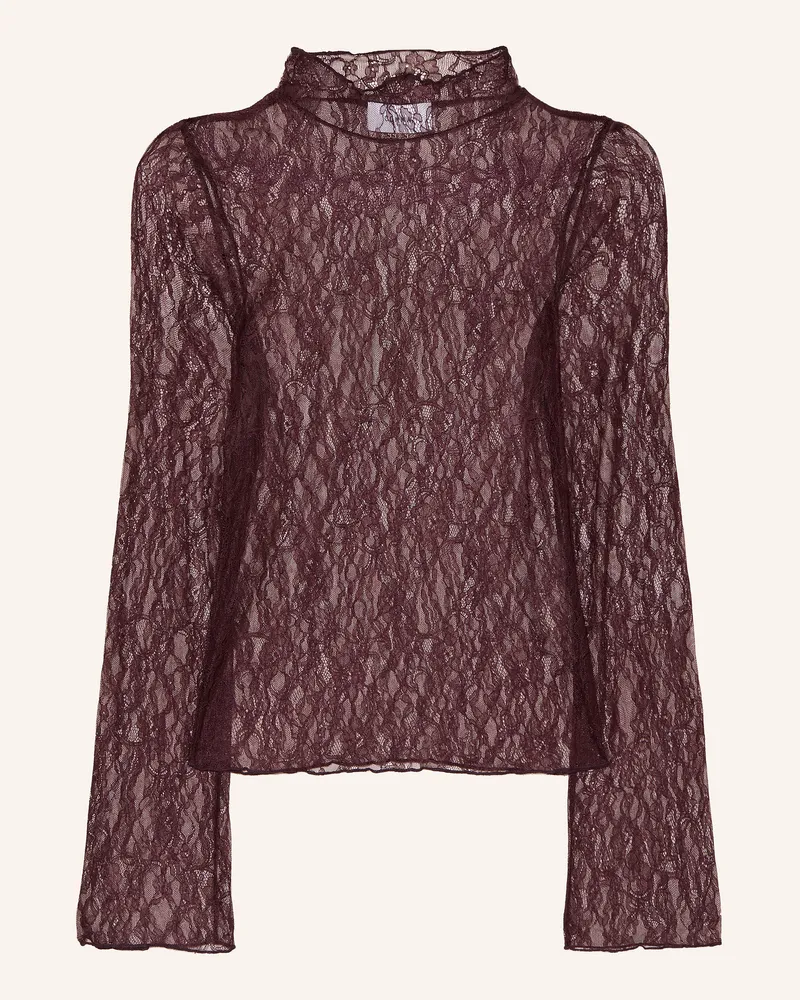 COMMA Longsleeve Aus Spitze lila Dunkellila
