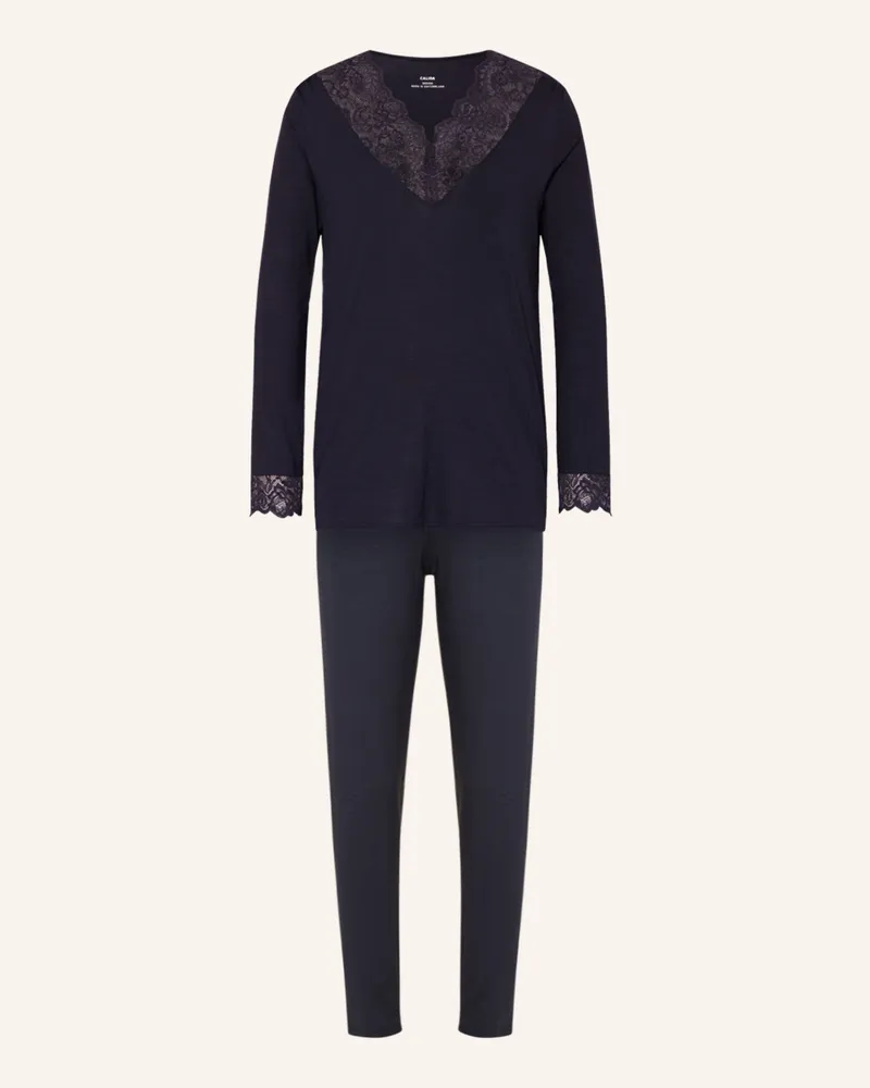 Calida Schlafanzug Elegant Dreams blau Dunkelblau