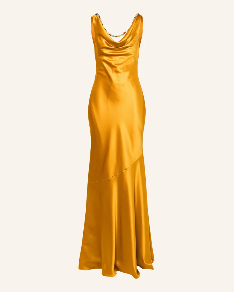 Retrofête Abendkleid Keryn Mit Schmuckperlen gelb Dunkelgelb