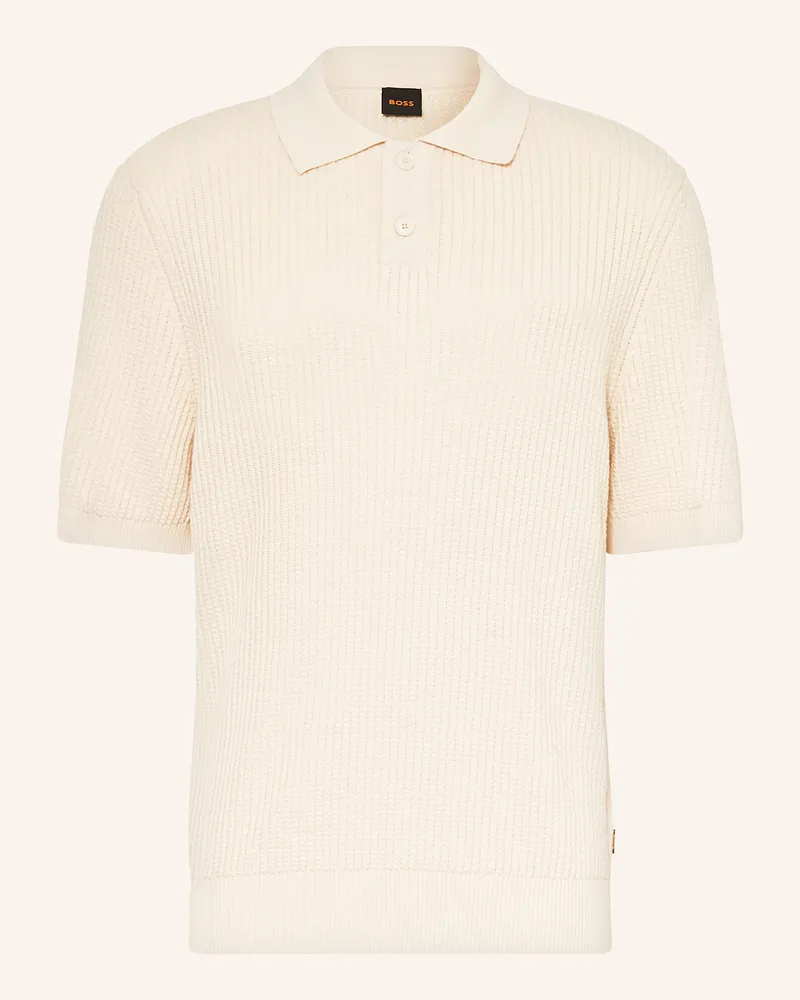 HUGO BOSS Strick-Poloshirt AKOPPO Regular Fit Creme