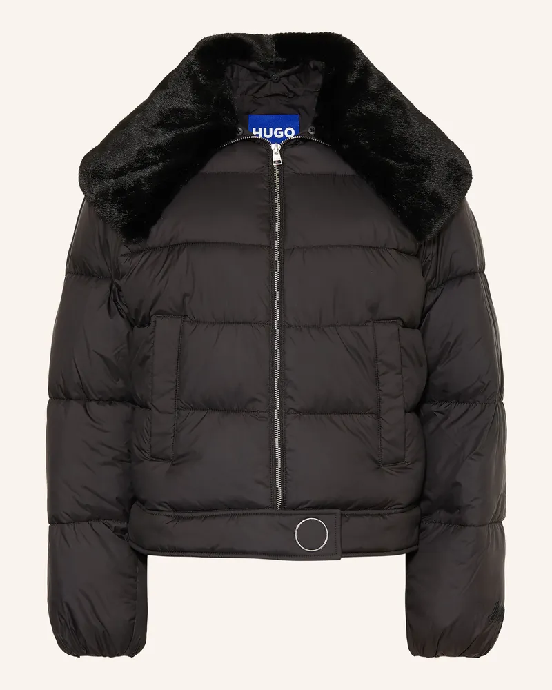 HUGO BOSS Steppjacke Fleuv Mit Abnehmbarem Kunstfell-Kragen schwarz Schwarz