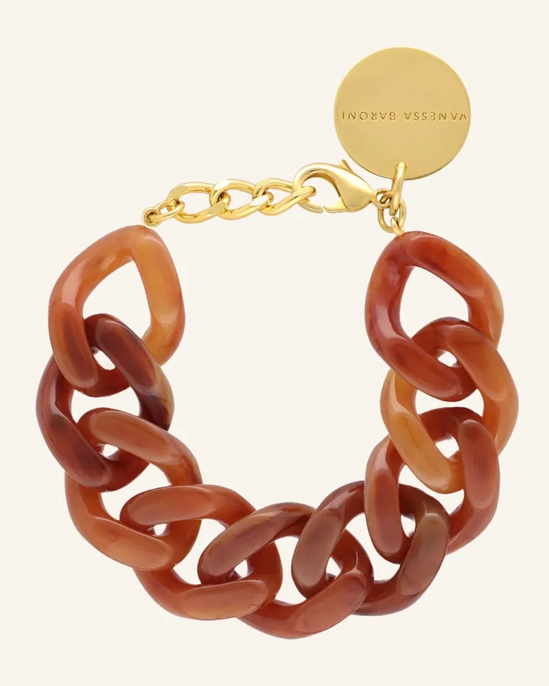 Vanessa Baroni Armbänder FLAT CHAIN BRACELET COGNAC MARBLE by GLAMBOU Gold