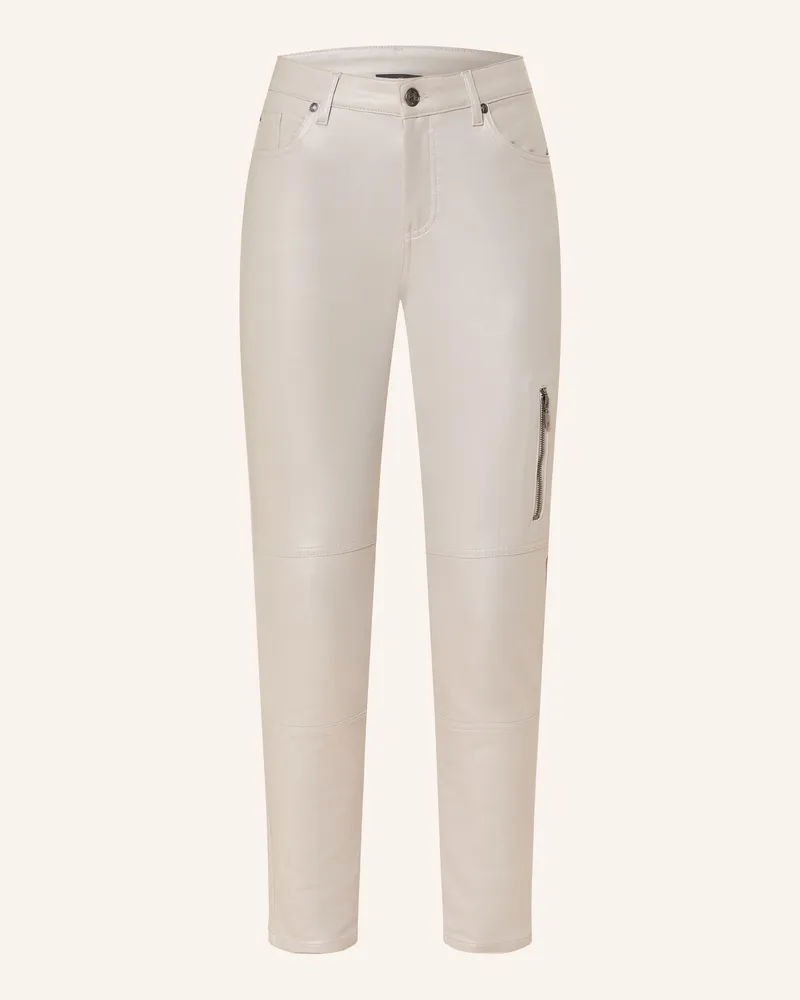 monari Hose in Lederoptik Beige