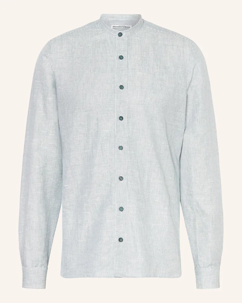 Hammerschmid Trachtenhemd Slim Fit Mit Stehkragen Mit Leinen gruen Grün