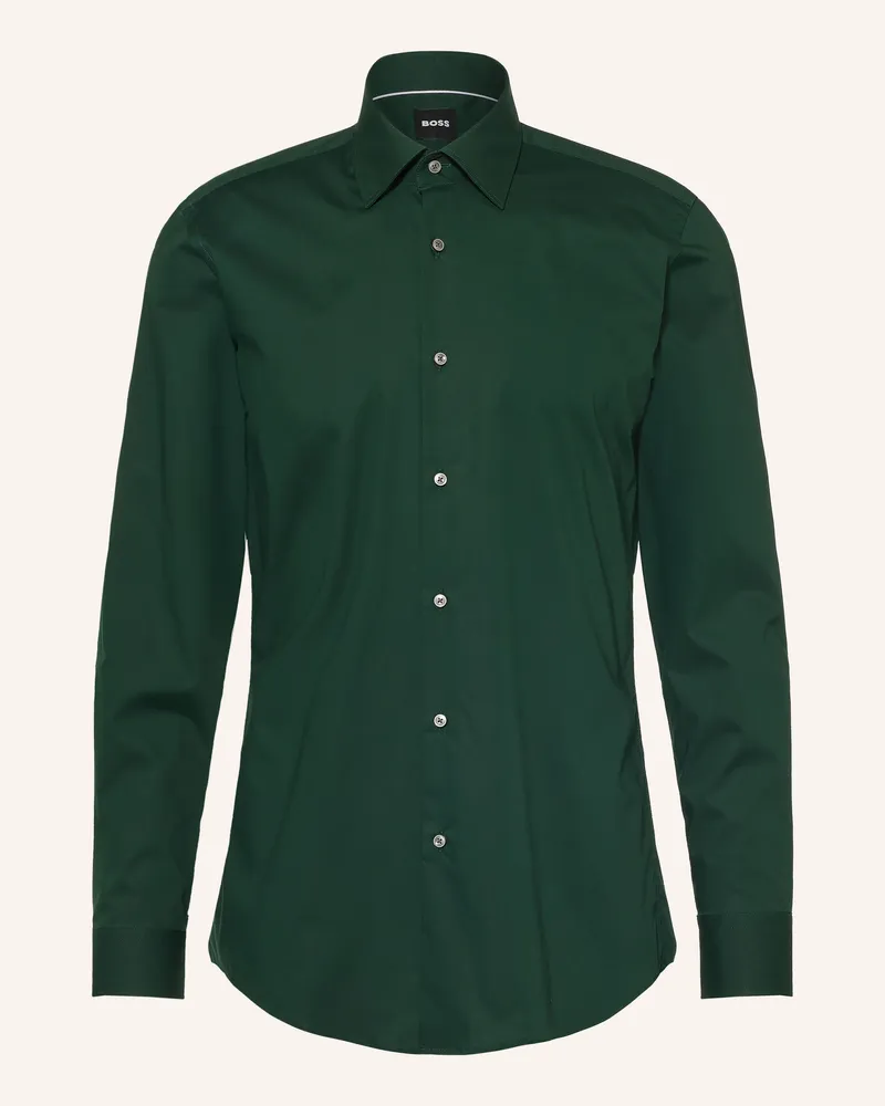 HUGO BOSS Hemd Hank Slim Fit gruen Dunkelgrün