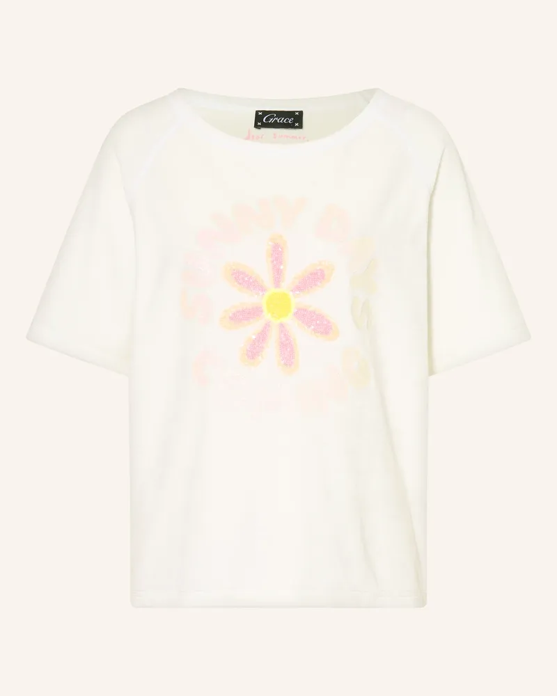 Grace T-Shirt Aus Frottee Mit Pailletten weiss Ecru