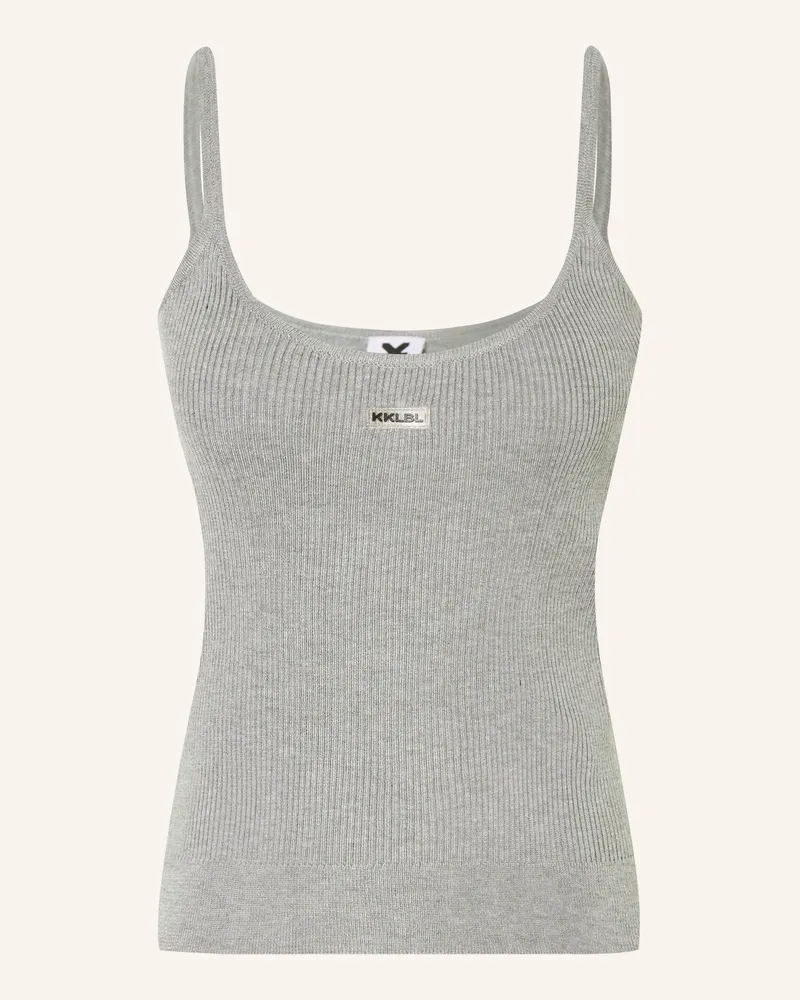 Karo Kauer Stricktop grau Grau