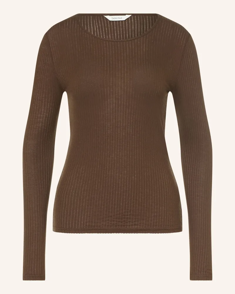 Selected Longsleeve braun Dunkelbraun
