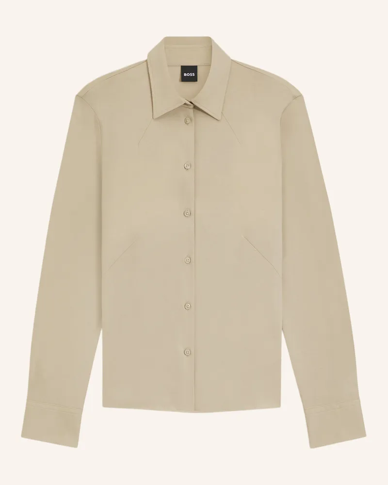 HUGO BOSS Casual Bluse BRONTA_TUESDAY Extra-Slim Fit Beige