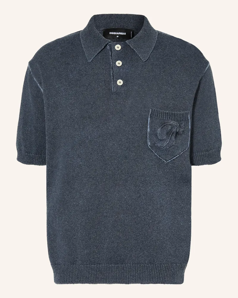 Dsquared2 Strick-Poloshirt blau Dunkelblau