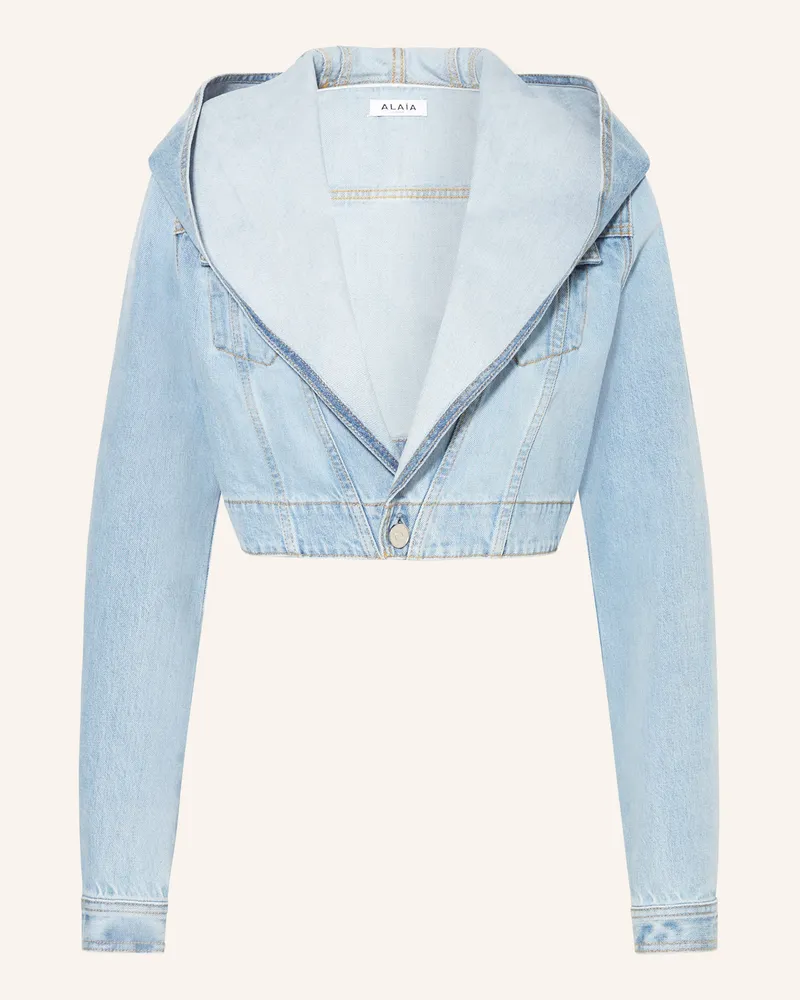 Alaïa Cropped-Jeansjacke Hellblau