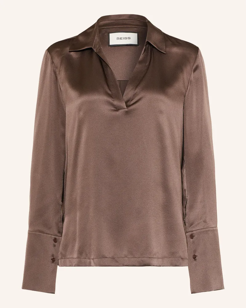 Reiss Blusenshirt Marina Aus Seide braun Dunkelbraun