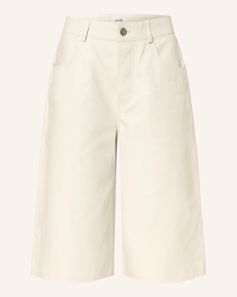 Haikure Leder-Bermudas New Becky Wrincled weiss Creme