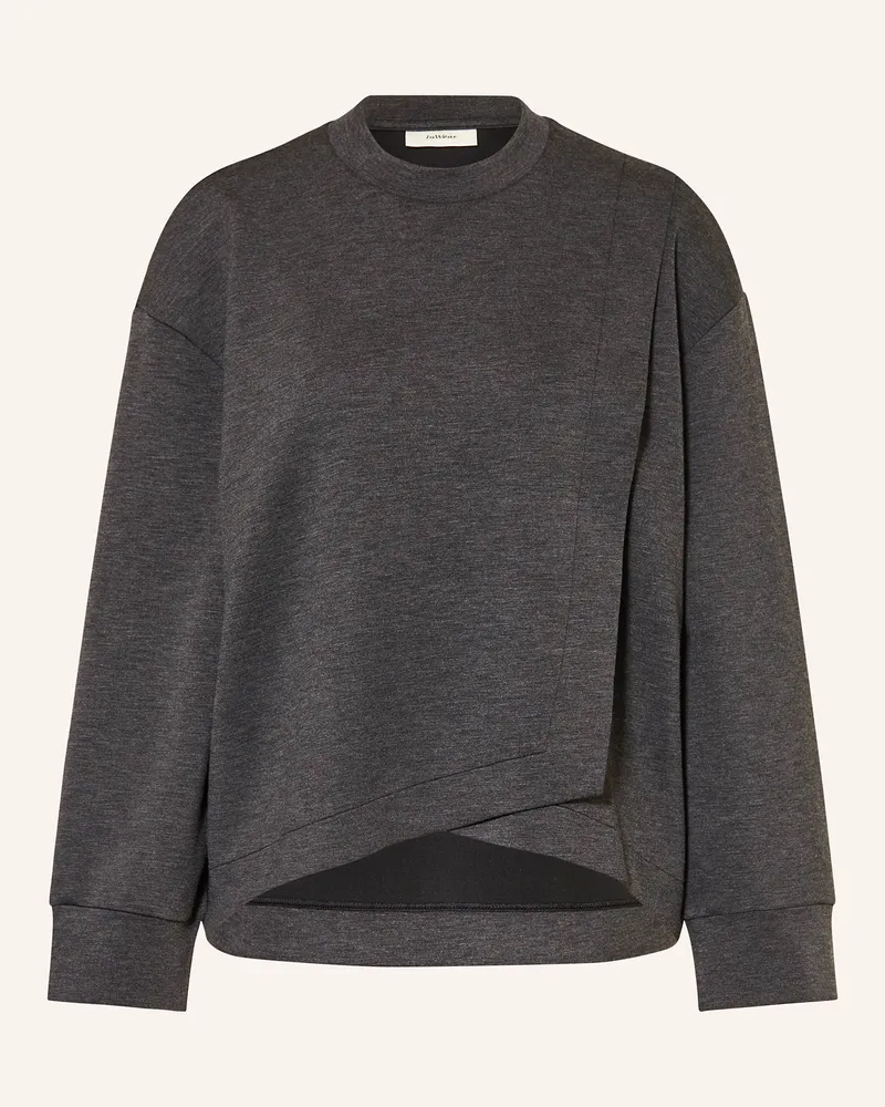 InWear Sweatshirt GIDAIW in Wickeloptik Dunkelgrau