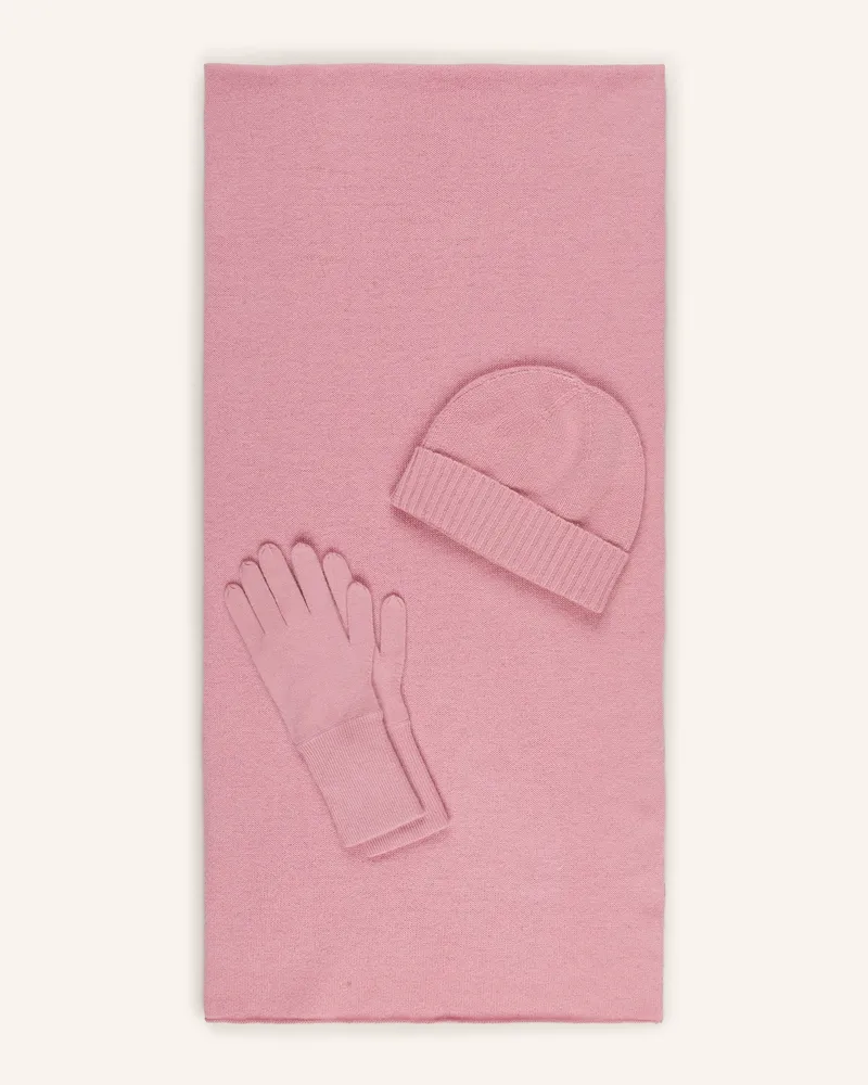 ALLUDE Set: Schal, Mütze und Handschuhe Rosa