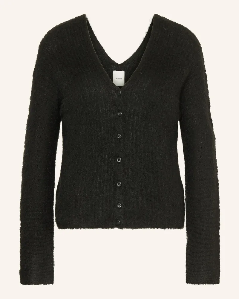 Calvin Klein Strickjacke mit Alpaka Schwarz
