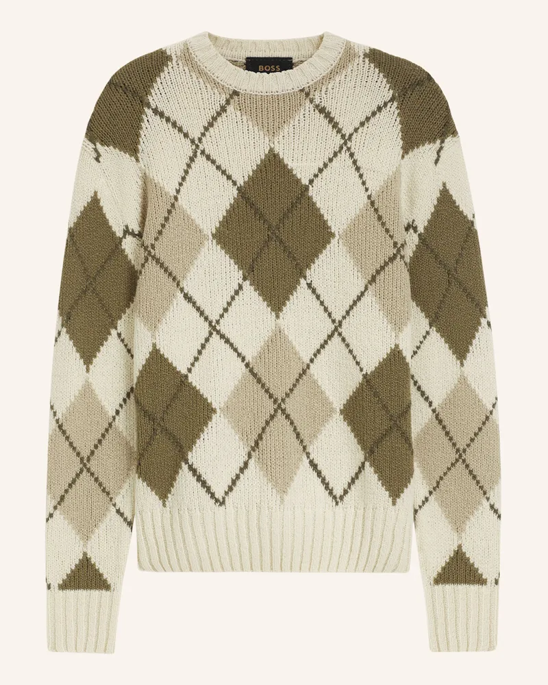 HUGO BOSS Pullover Fico Regular Fit beige Weiss
