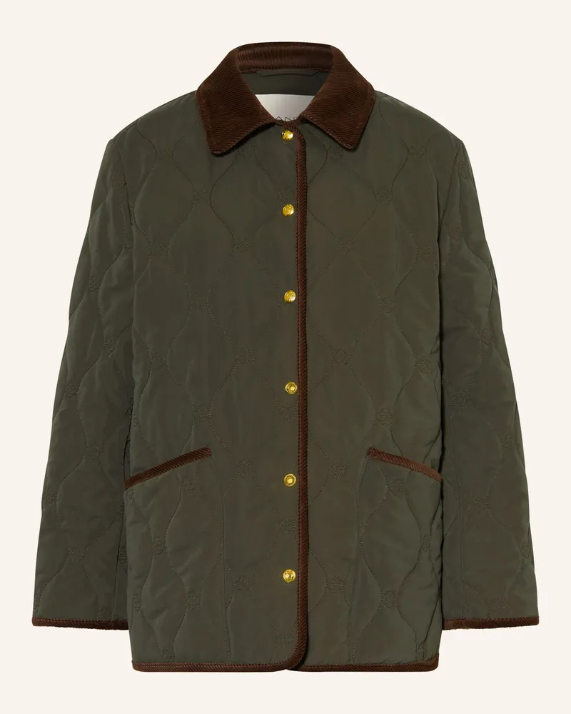 Gant Steppjacke Mit Cord gruen Oliv