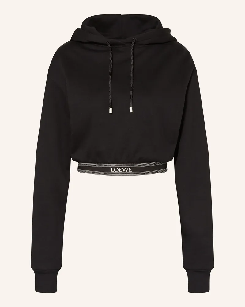 Loewe Cropped-Hoodie Schwarz