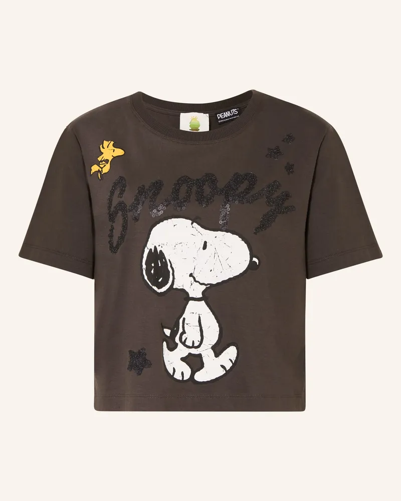 Frogbox T-Shirt Mit Pailletten braun Dunkelbraun