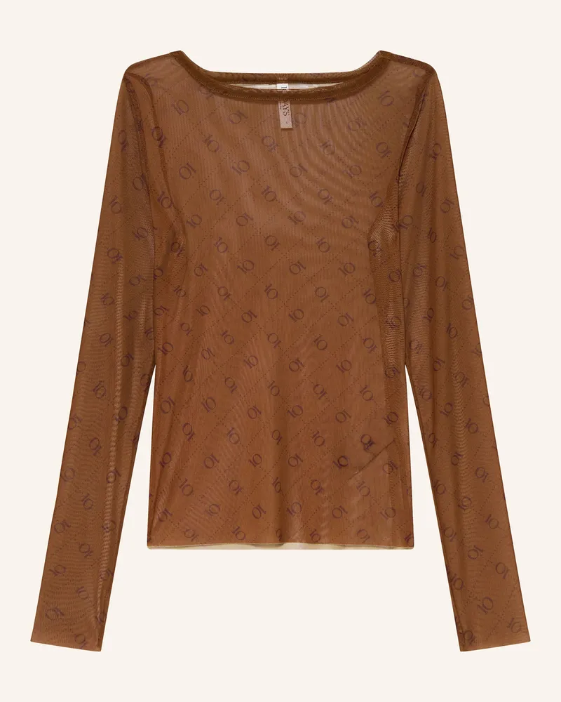 10Days Longsleeve Aus Mesh braun Braun