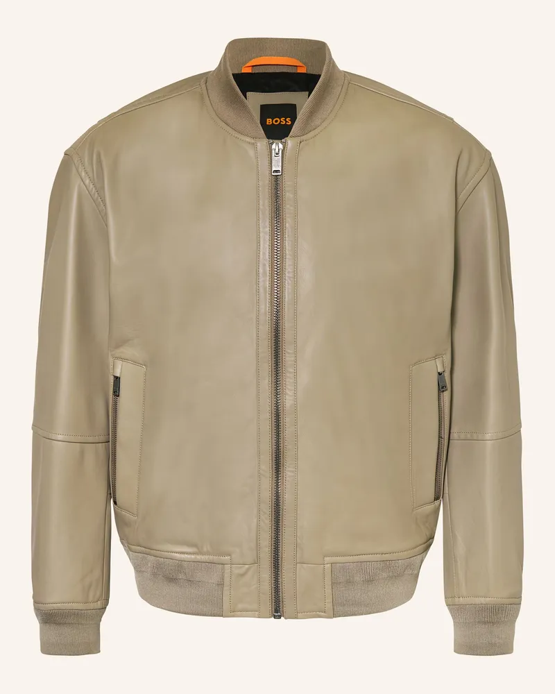HUGO BOSS Lederblouson Jobrice gruen Oliv