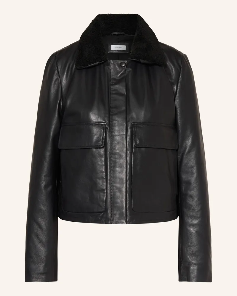 Darling Harbour Lederjacke mit abnehmbarem Teddyfell Black