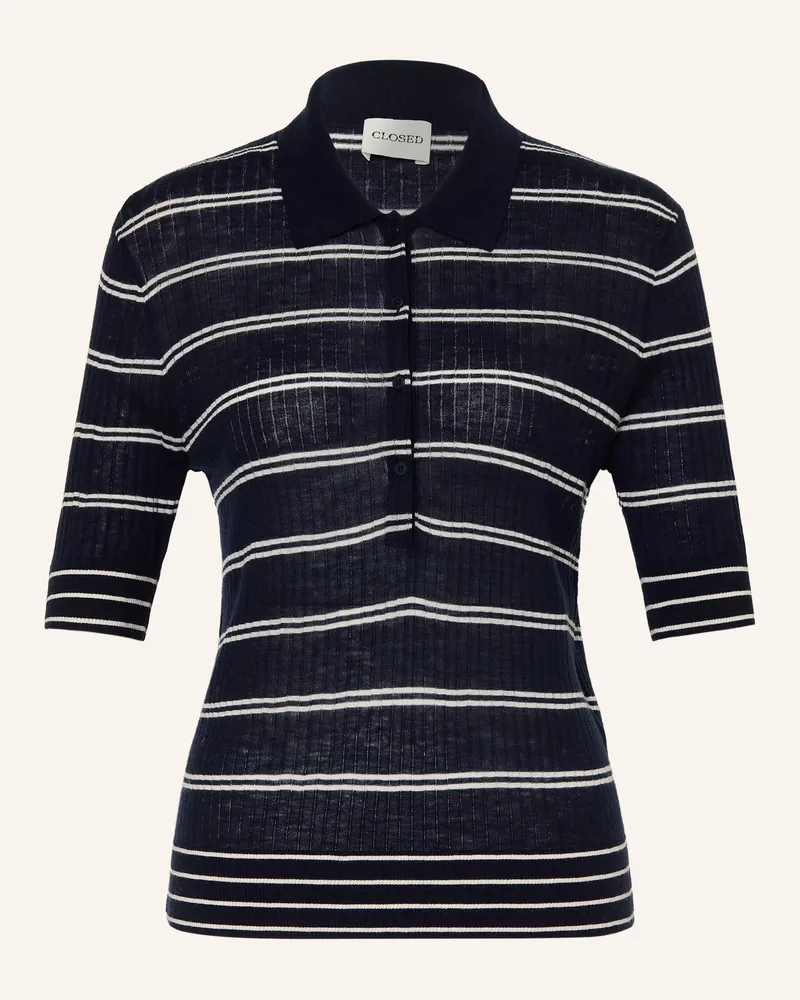 Closed Strick-Poloshirt blau Dunkelblau
