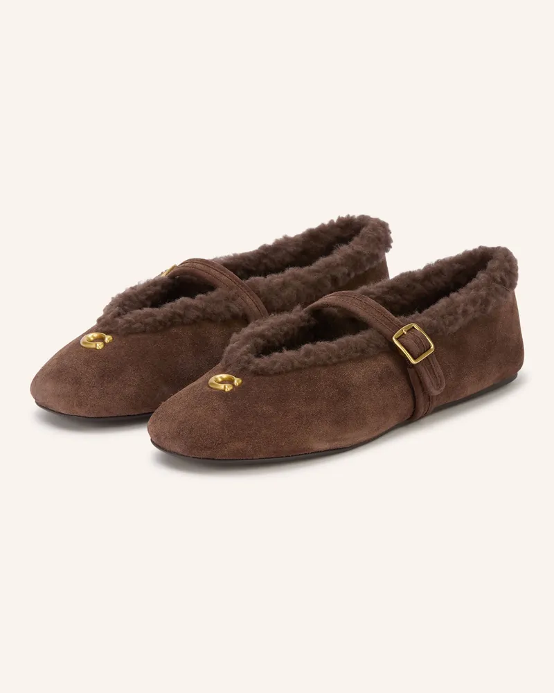 Coach Mary-Jane-Ballerinas braun Dunkelbraun