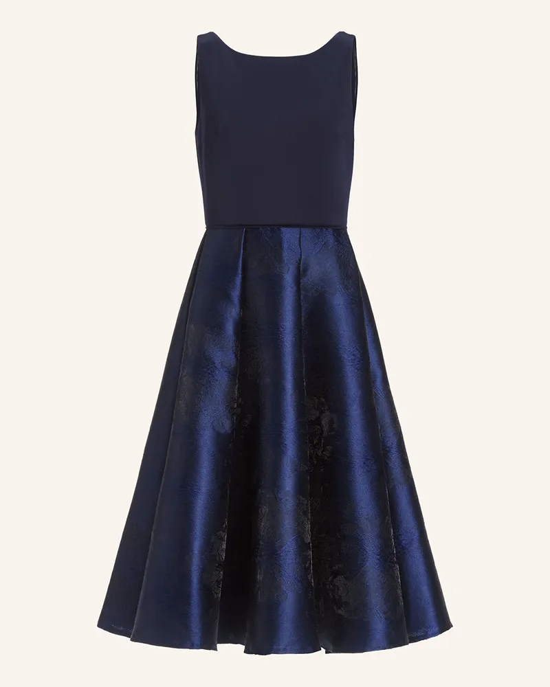 Swing Cocktailkleid im Materialmix Dunkelblau