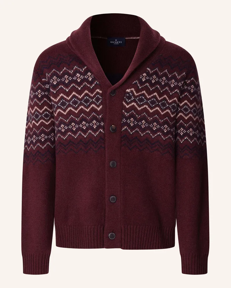 Hackett Strickjacken Cardigan FAIRISLE SHAWL CARDI Dunkelrot