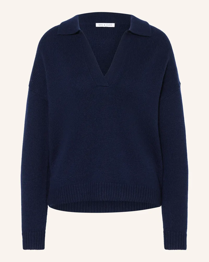Mrs & HUGS Pullover Mit Cashmere blau Dunkelblau