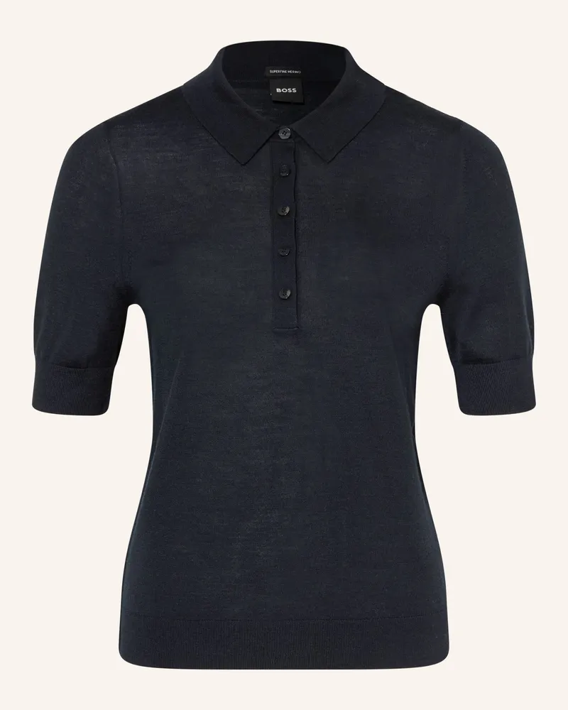 HUGO BOSS Poloshirt Fidenka Aus Merinowolle blau Dunkelblau