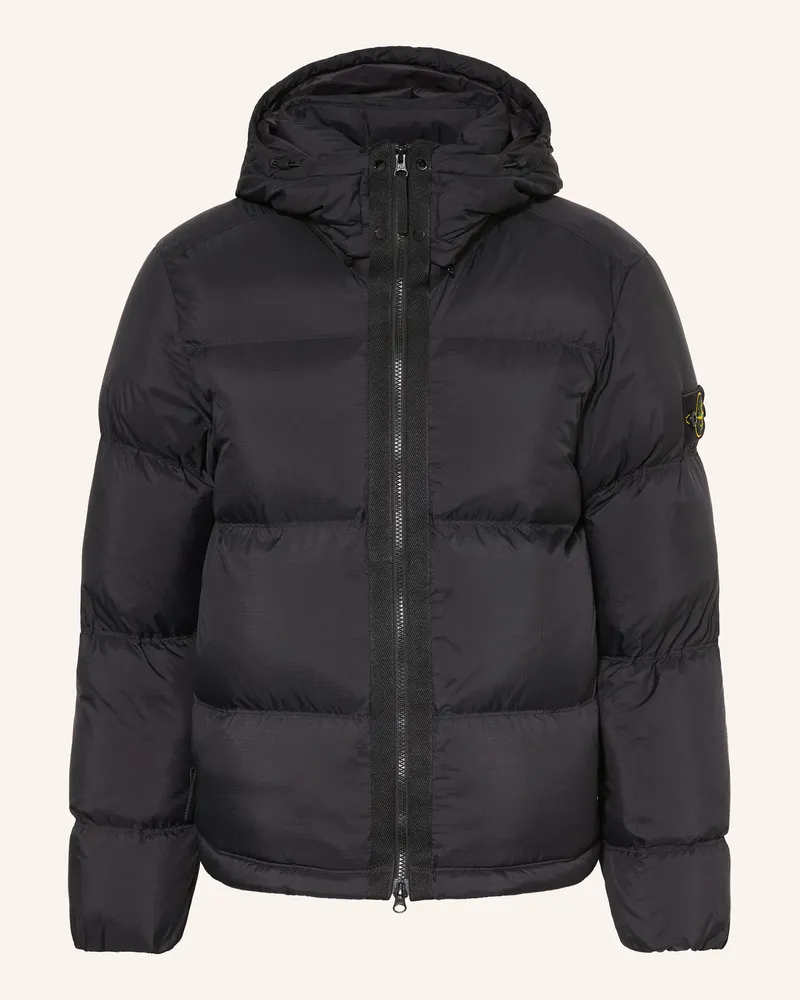 Stone Island Daunenjacke Mit Abnehmbarer Kapuze schwarz Schwarz