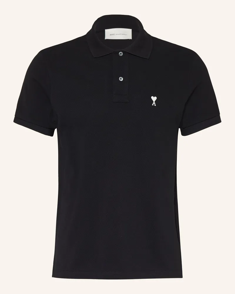 AMI Paris Piqué-Poloshirt schwarz Schwarz