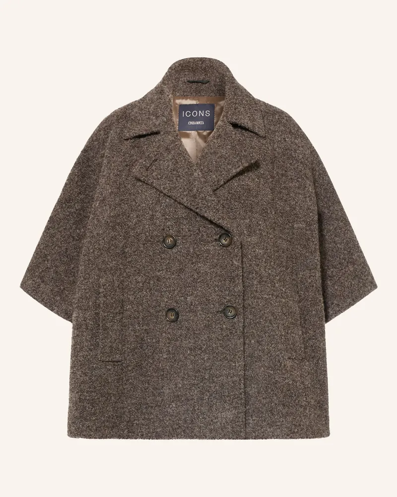 Cinzia Rocca Bouclé-Cape beige Dunkelgrau
