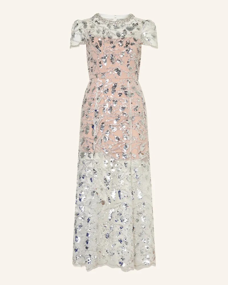 Self-Portrait Mesh-Kleid Mit Pailletten Und Schmucksteinen silber Silber