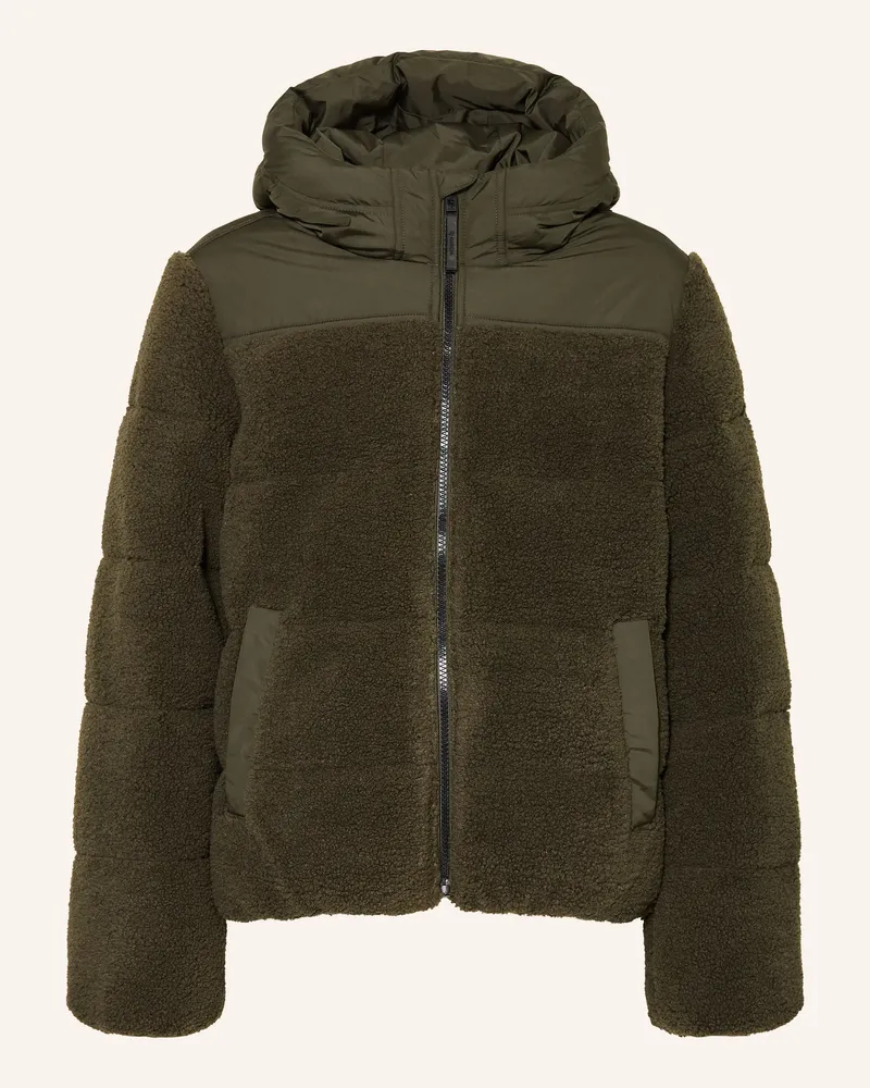 Garcia Jeanswear Teddyfell-Jacke Im Materialmix gruen Khaki