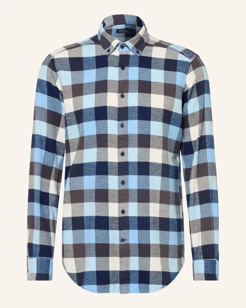 Strokesman's Flanellhemd Slim Fit blau Hellblau