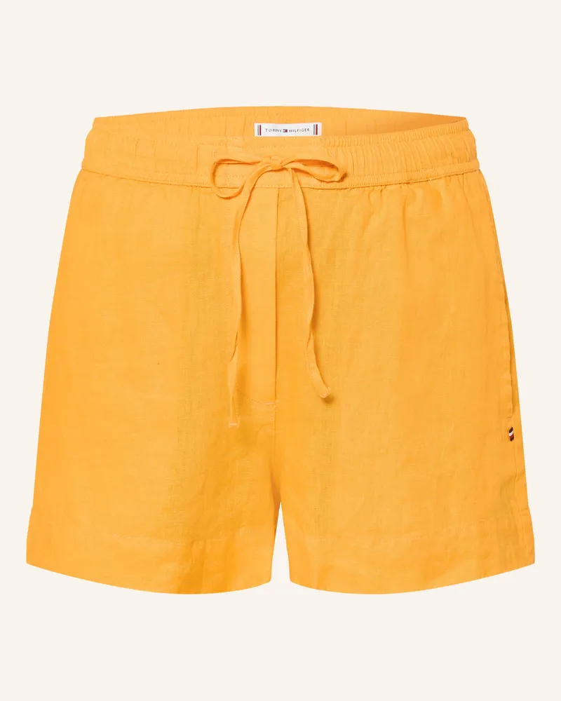 Tommy Hilfiger Leinenshorts blau Neonorange