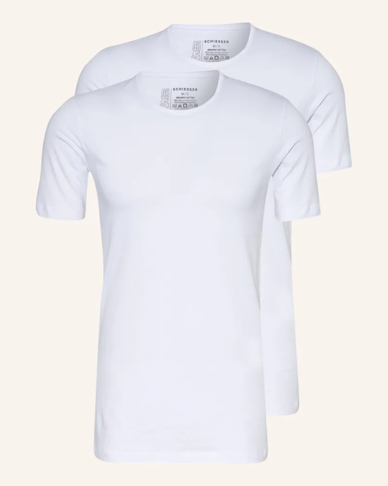 Schiesser 2er-Pack T-Shirts 95/5 weiss Weiss