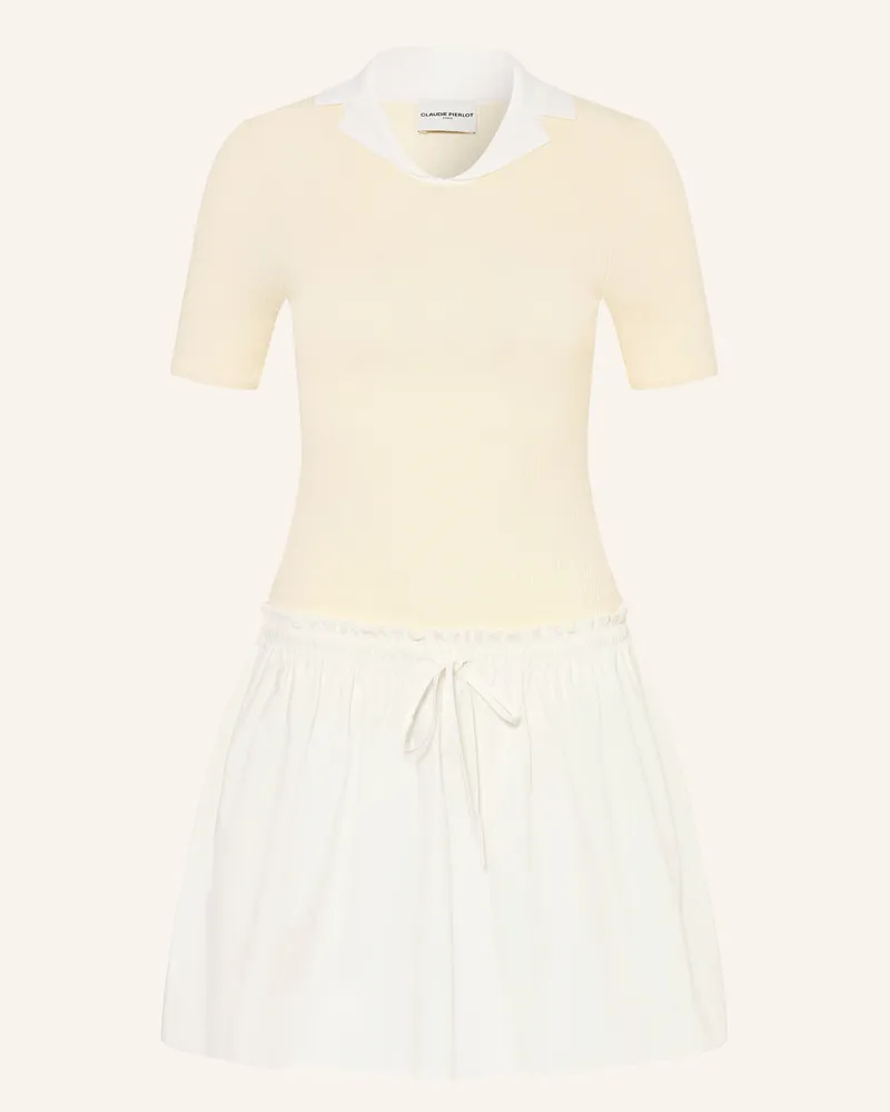 Claudie Pierlot Kleid Im Materialmix Und Rüschen gelb Hellgelb