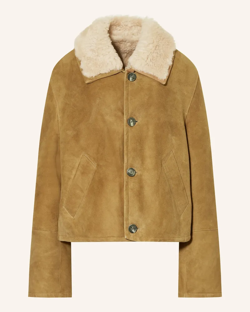 AMI Paris Lederjacke braun Camel