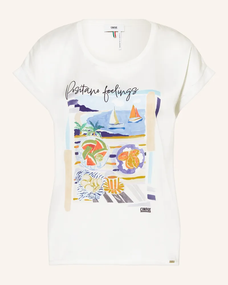 cinque T-Shirt CIPOSANO im Materialmix Weiss