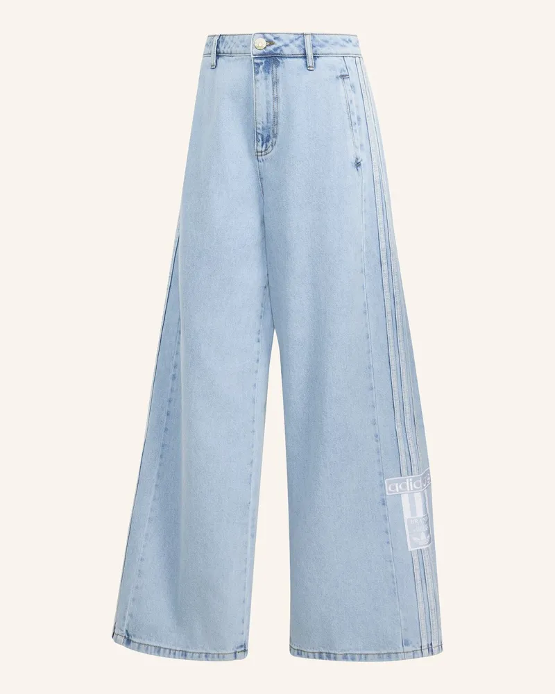 adidas Adibreak Jeans, Weites Bein, Mittelhoher Bund weiss Blau