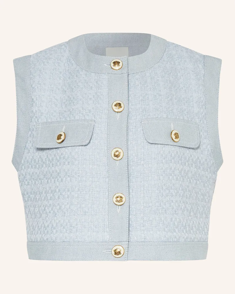 Sandro Cropped-Weste aus Tweed Hellblau