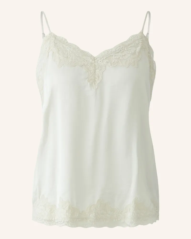 Oui  Satintop Mit Spitze weiss Beige